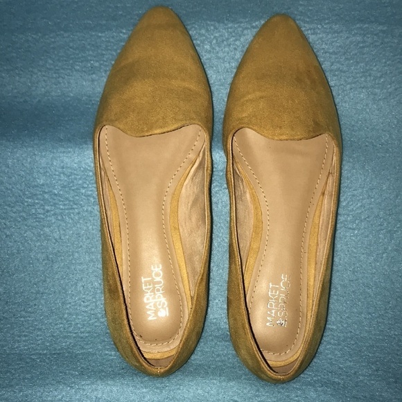 𝅺MARKET & SPRUCE mustard color soft suede flats NEW size 7.5 W - Picture 3 of 7
